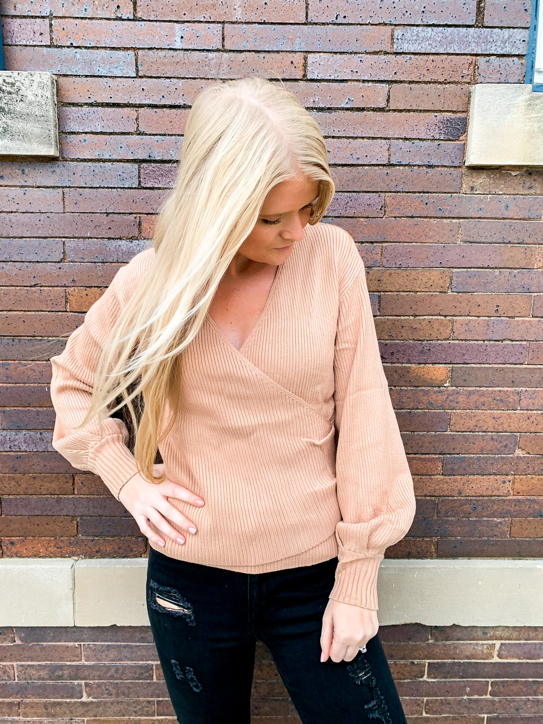 Beige Wrap Sweater