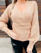 Load image into Gallery viewer, Beige Wrap Sweater
